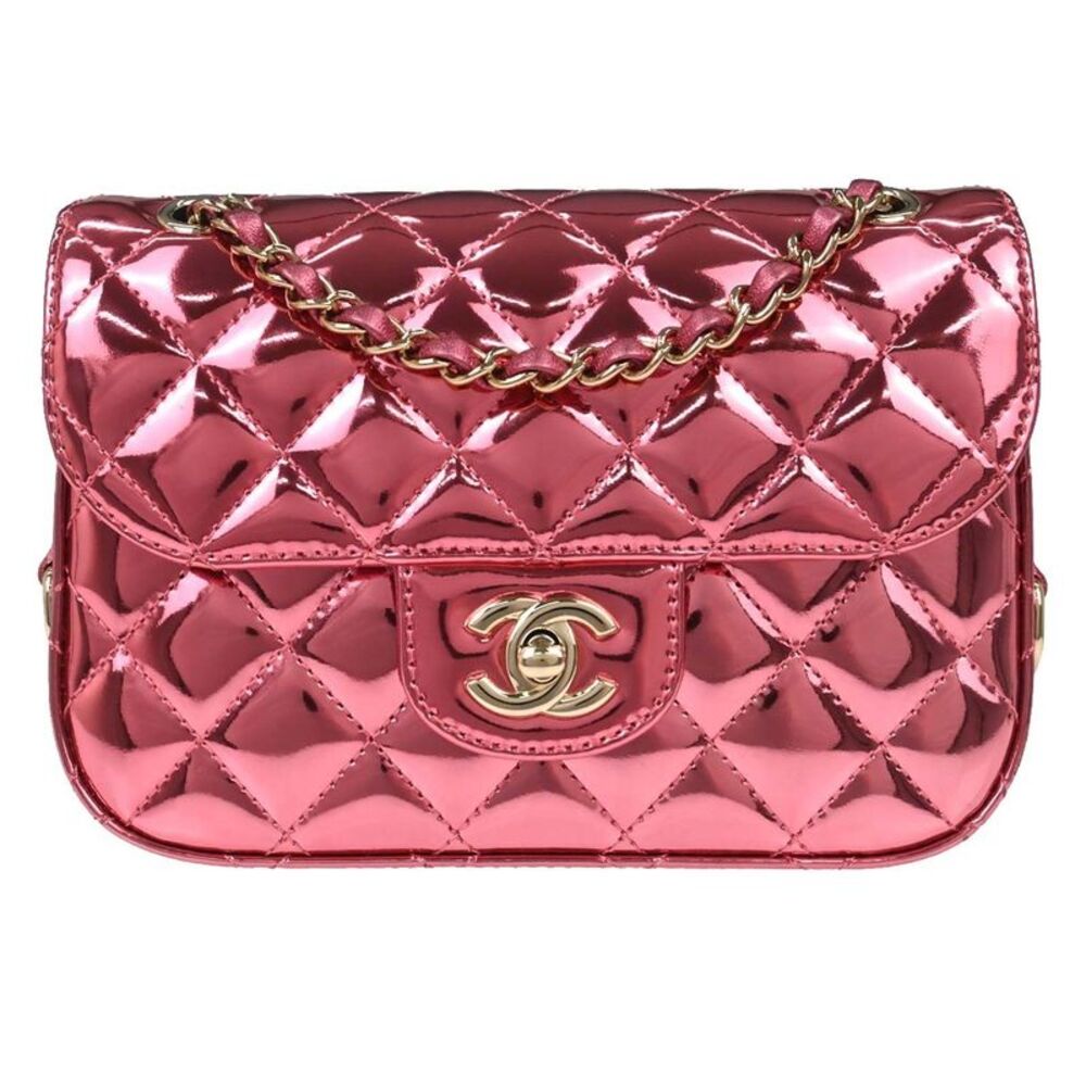 Chanel Hollywood Boulevard Flap Bag Quilted Metallic Leather Pink Leather